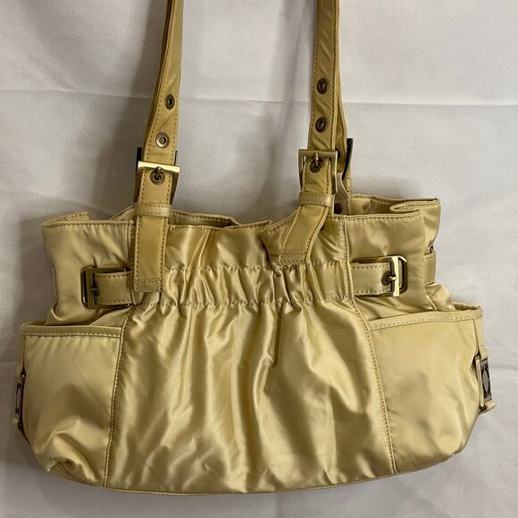 Kenneth Cole Reaction Gold Purse tote Buckle Straps - Picture 2 of 11